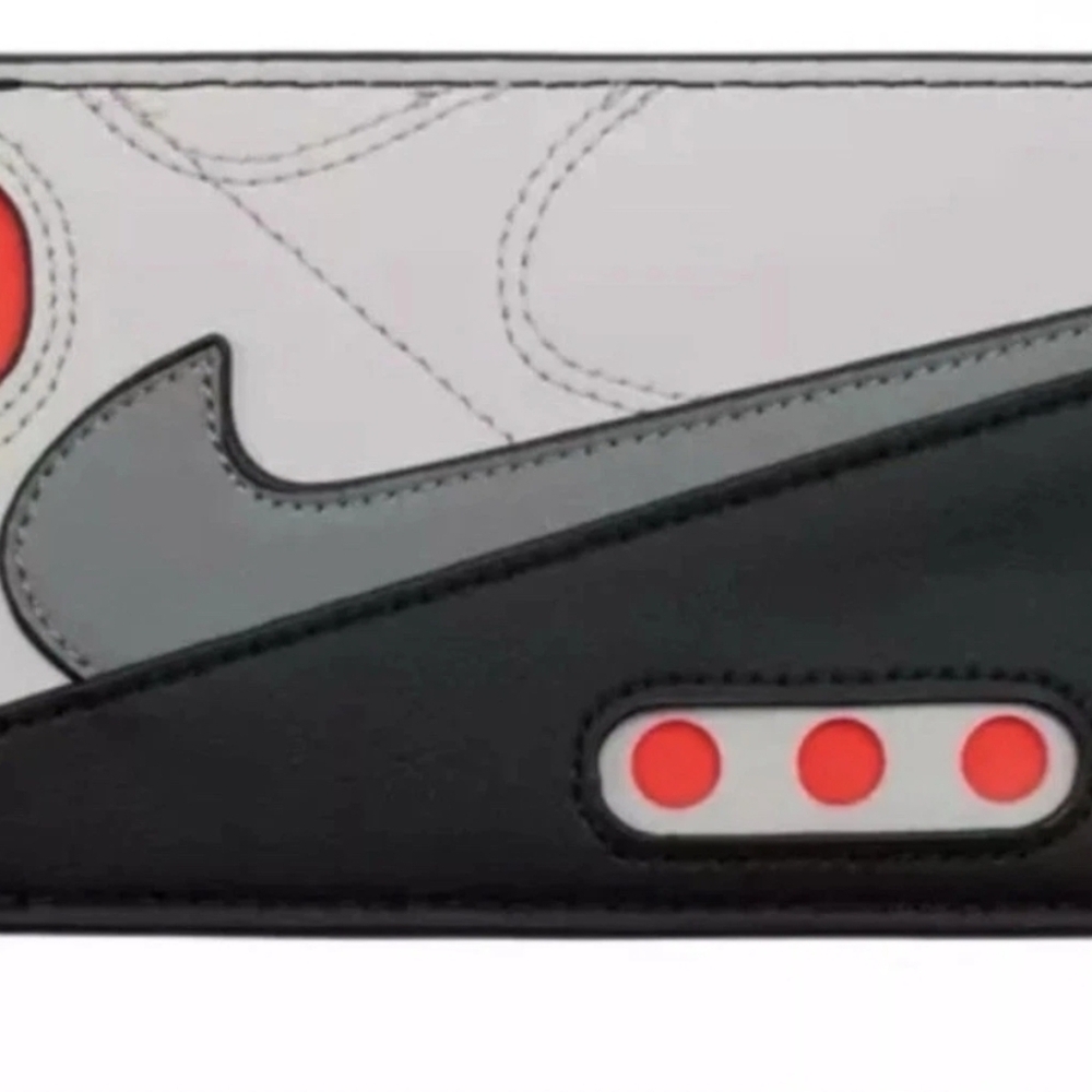NEW! Nike Air Max 90 Infrared Card Wallet Grey White Leather Icon 5 Slots Swoosh
